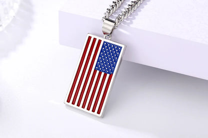 USA flag necklace stars and stripes pendant necklace stainless steel dog tag men and women jewelry patriot veterans day gift hot