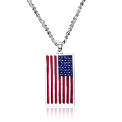 USA flag necklace stars and stripes pendant necklace stainless steel dog tag men and women jewelry patriot veterans day gift hot