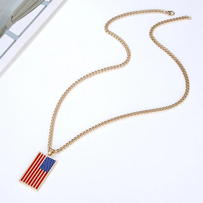 USA flag necklace stars and stripes pendant necklace stainless steel dog tag men and women jewelry patriot veterans day gift hot