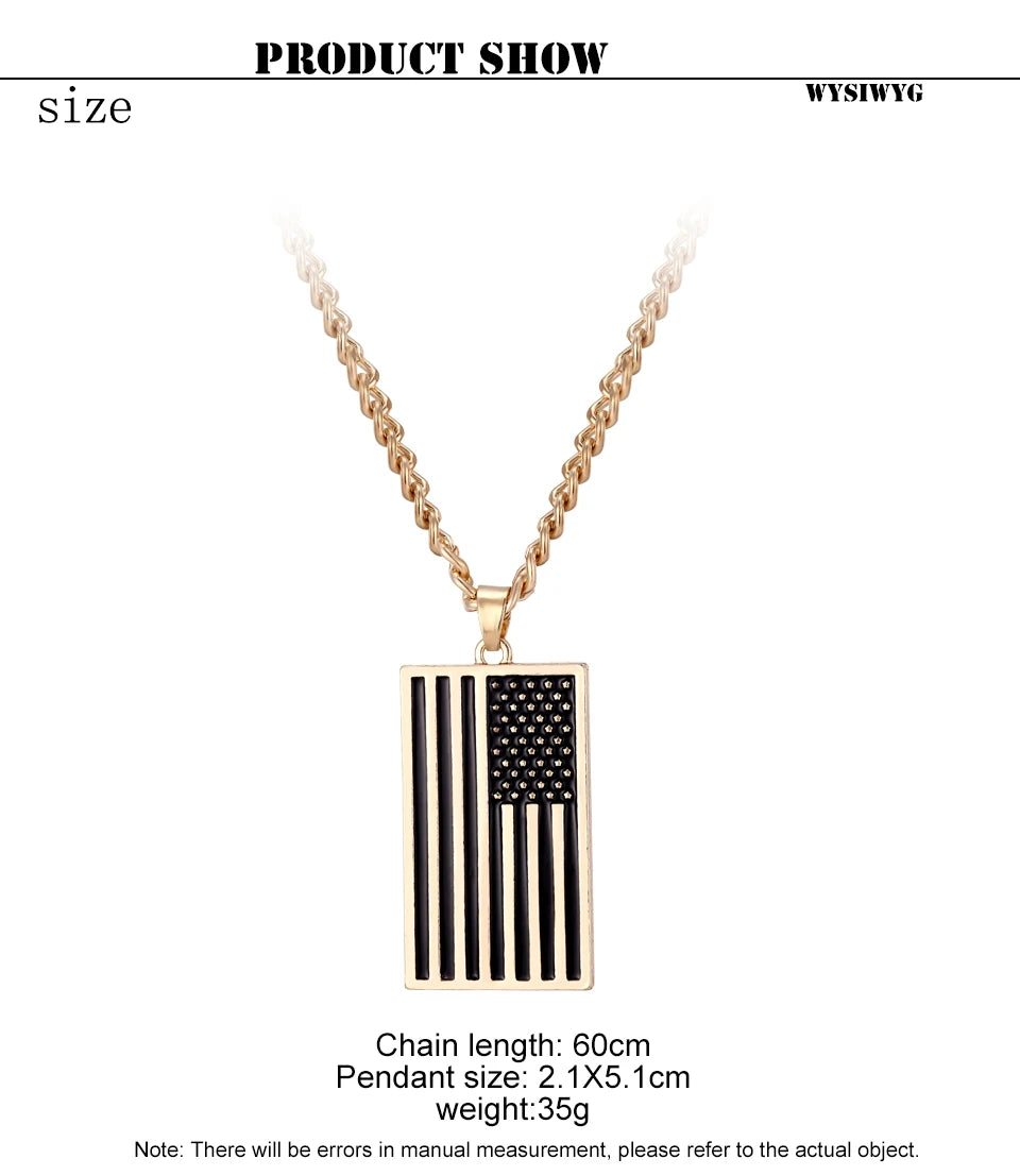 USA flag necklace stars and stripes pendant necklace stainless steel dog tag men and women jewelry patriot veterans day gift hot