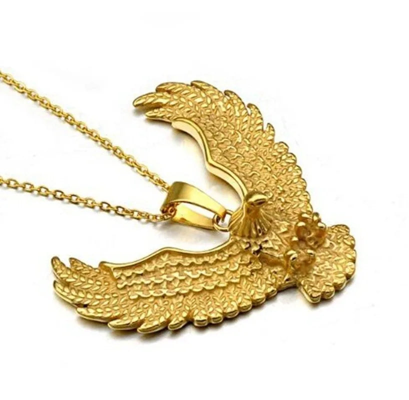 Retro Punk Eagle Pendant American Flag Necklace for Men Fashion Personality Rock Music Party Jewelry