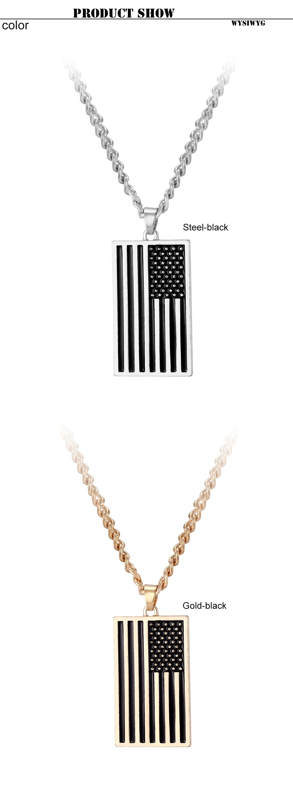 USA flag necklace stars and stripes pendant necklace stainless steel dog tag men and women jewelry patriot veterans day gift hot