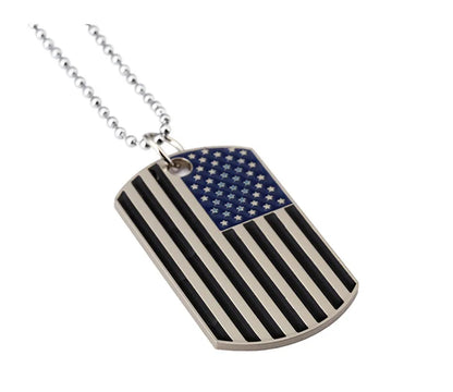 Hip Hop American USA Flag Necklace Men's US Army Military Card Pendant  Beaded Chain For Women The Stars And Stripes Jewelry