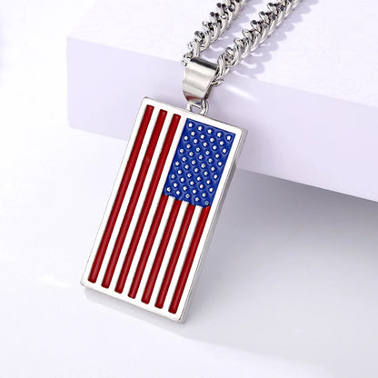 USA flag necklace stars and stripes pendant necklace stainless steel dog tag men and women jewelry patriot veterans day gift hot