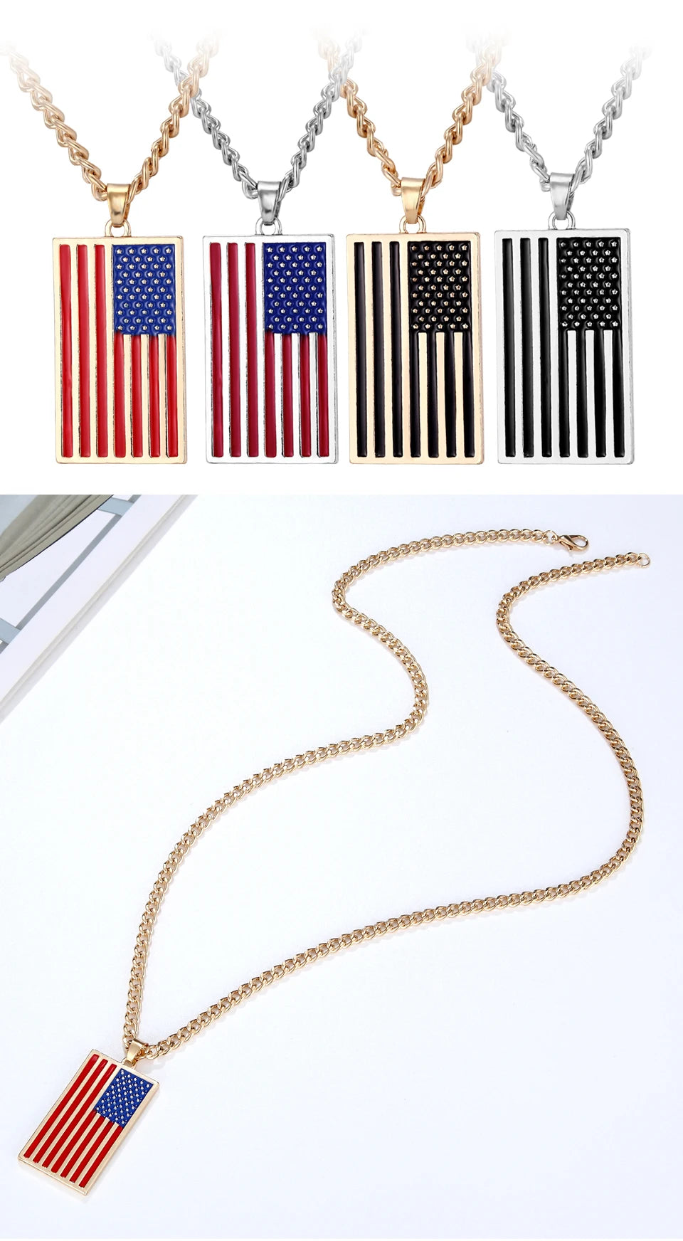 USA flag necklace stars and stripes pendant necklace stainless steel dog tag men and women jewelry patriot veterans day gift hot