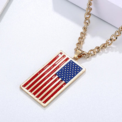 USA flag necklace stars and stripes pendant necklace stainless steel dog tag men and women jewelry patriot veterans day gift hot