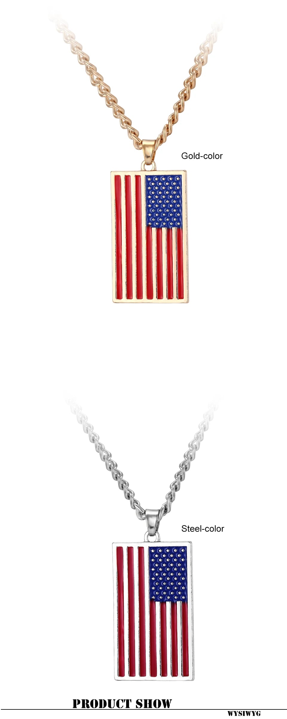 USA flag necklace stars and stripes pendant necklace stainless steel dog tag men and women jewelry patriot veterans day gift hot