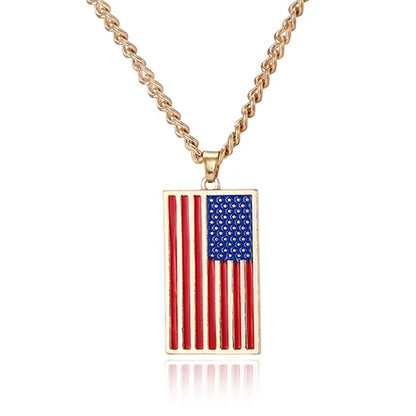 USA flag necklace stars and stripes pendant necklace stainless steel dog tag men and women jewelry patriot veterans day gift hot