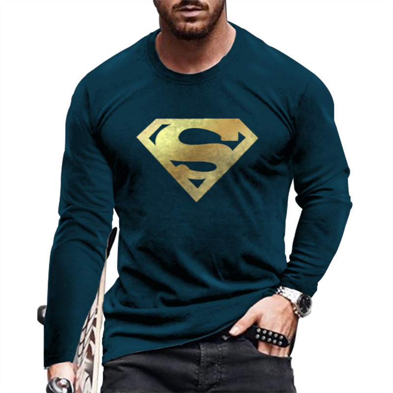 Loose round Neck 3D Printed Long-Sleeved T-shirt Long Sleeves Crew Neck T-shirt