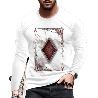 Loose round Neck 3D Printed Long-Sleeved T-shirt Long Sleeves Crew Neck T-shirt