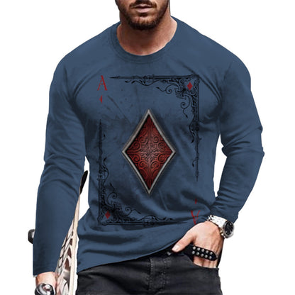 Loose round Neck 3D Printed Long-Sleeved T-shirt Long Sleeves Crew Neck T-shirt