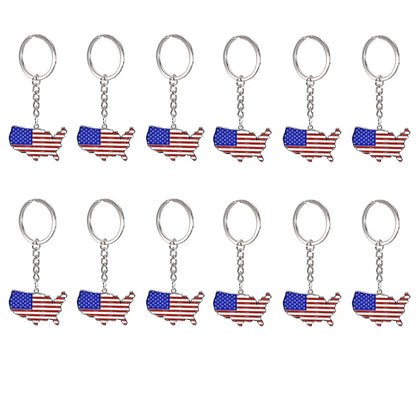 Decorative American Flag Keychains USA Flag Map Key Chains for Independence, Memorial, and Veterans Day Souvenir Gifts