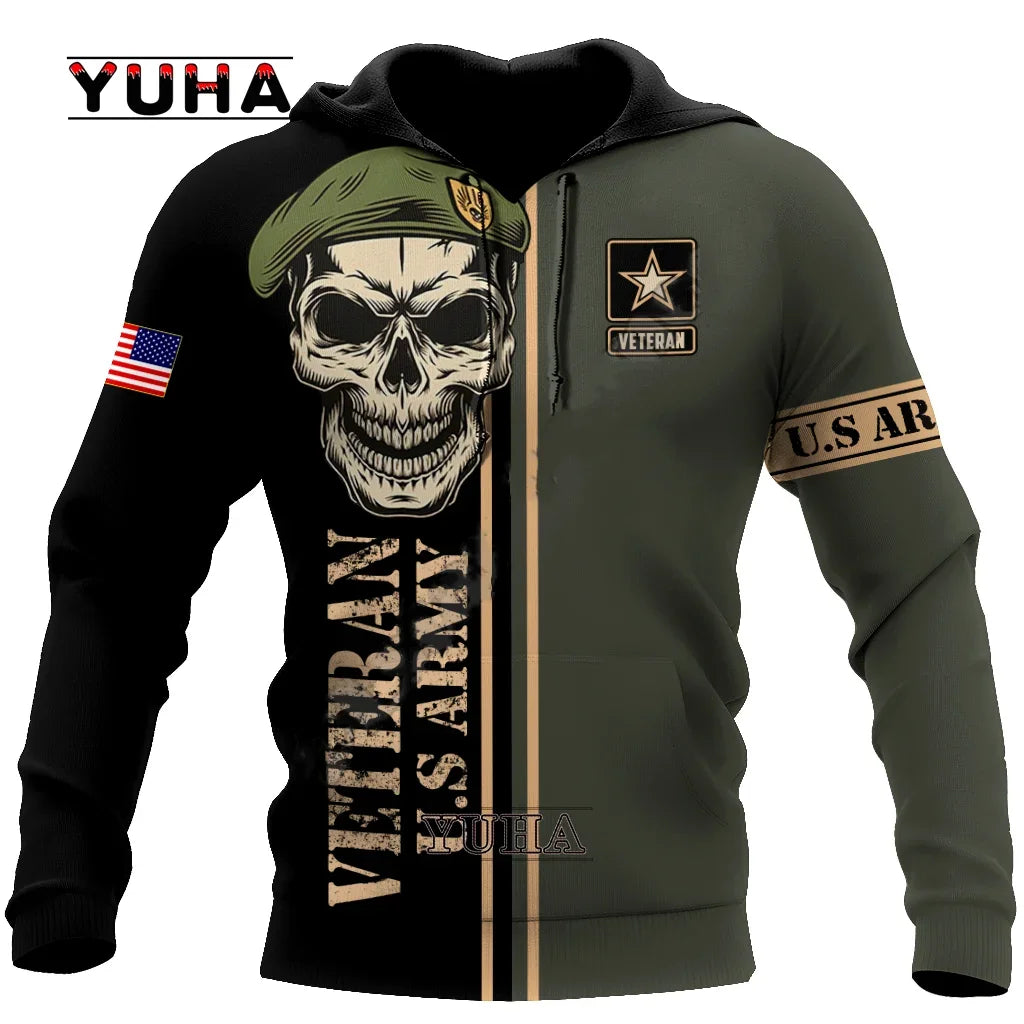 Men/Women US Army Eagle Marine Military Camo 3D Print  Suit Veteran Streetwear Pullover Jacket Oversized Hoodies