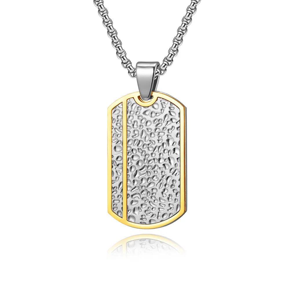 Personalized men's military army dog tag pendant necklace with 24 inches box chain Stainless Steel Men's pendants