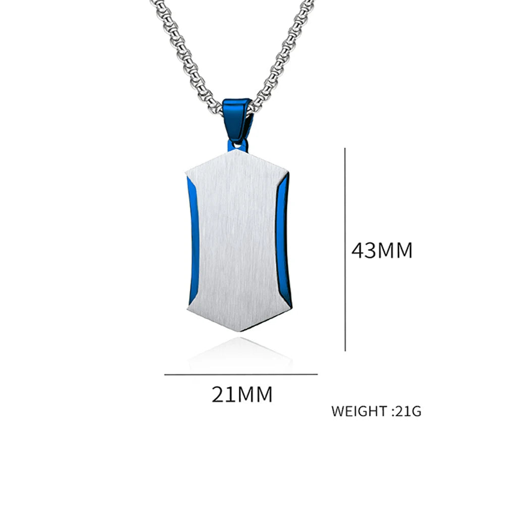 Personalized men's military army dog tag pendant necklace with 24 inches box chain Stainless Steel Men's pendants