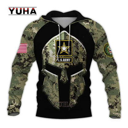 Men/Women US Army Eagle Marine Military Camo 3D Print  Suit Veteran Streetwear Pullover Jacket Oversized Hoodies