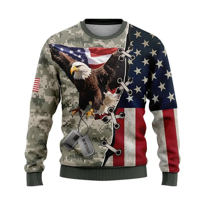 All Over Print Camouflage Veteran Graphic Sweatshirts For Women Men New In Casual Crew Neck Hoodies Mens Plus Size Sudaderas