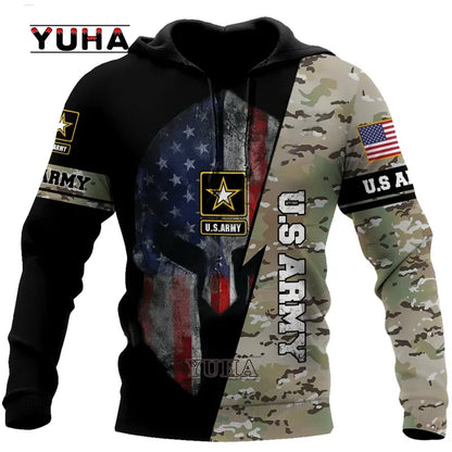 Men/Women US Army Eagle Marine Military Camo 3D Print  Suit Veteran Streetwear Pullover Jacket Oversized Hoodies