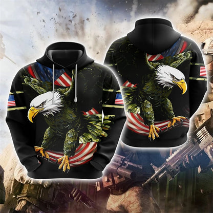 US Veteran Graphic Sweatshirts America Soldier 3D Print Hoodie For Men Clothes Animal USA Flag Eagle Tracksuit Casual Boy Tops