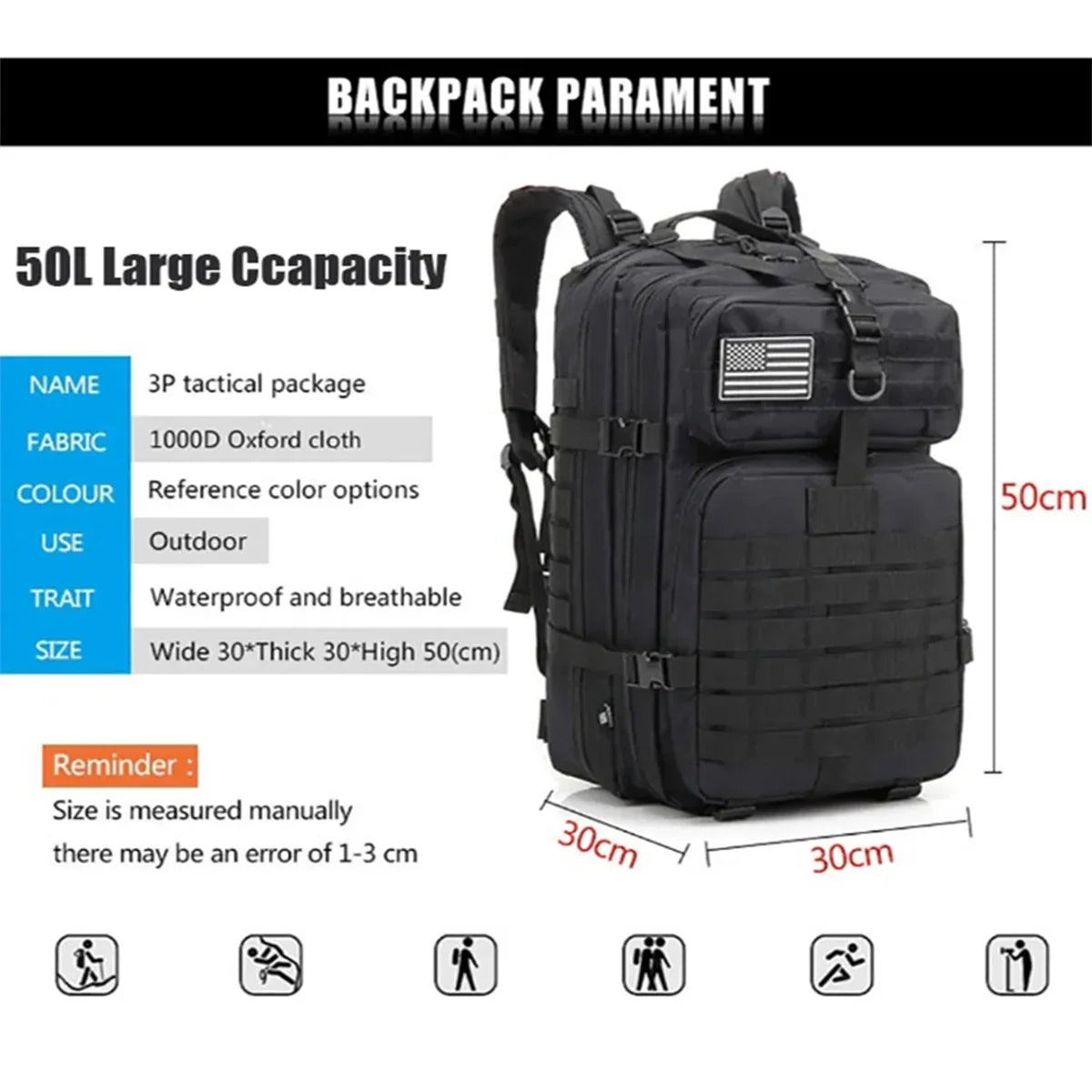 TacticalMaster 50L Backpack