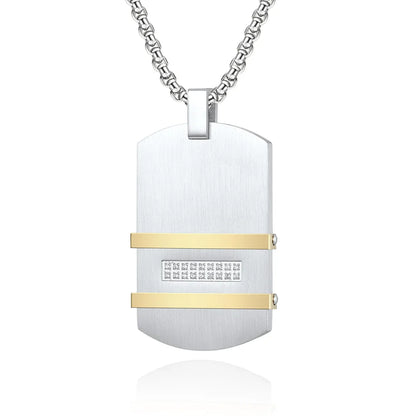 Personalized men's military army dog tag pendant necklace with 24 inches box chain Stainless Steel Men's pendants