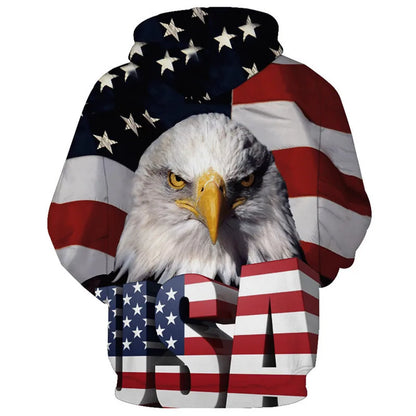 Newest USA Flag Hoodies Sweatshirt Men/Women Hooded 3D Print Eagle Autumn Winter Hoody Black Polluver Plus Size America Jacket