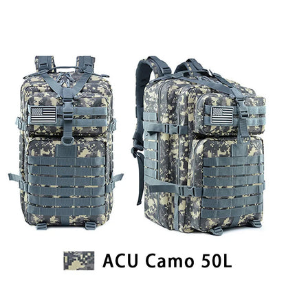 50L Large Tactical Backpack for Men Military Molle Waterproof Backpack Bug Out Bag Army Rucksack Backpack for Men Hunting Bag