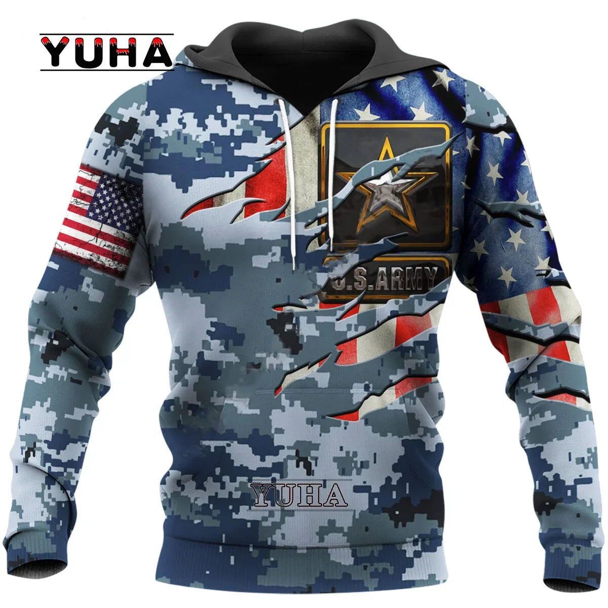 Men/Women US Army Eagle Marine Military Camo 3D Print  Suit Veteran Streetwear Pullover Jacket Oversized Hoodies