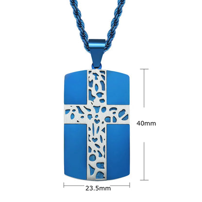 Personalized men's military army dog tag pendant necklace with 24 inches box chain Stainless Steel Men's pendants