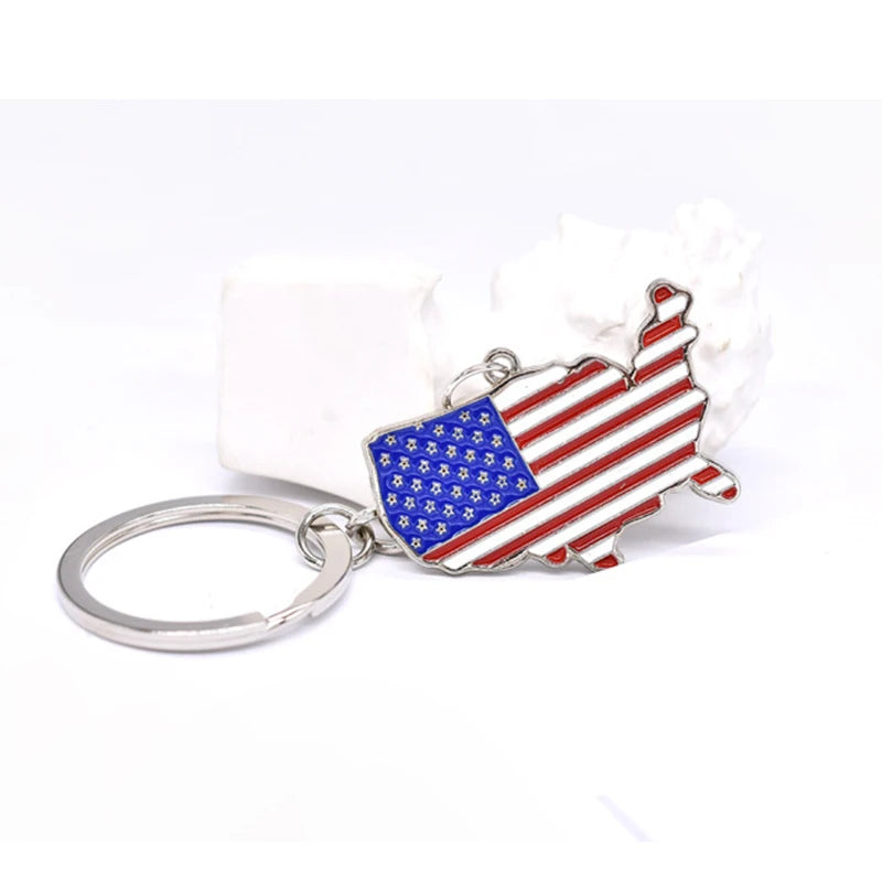 Decorative American Flag Keychains USA Flag Map Key Chains for Independence, Memorial, and Veterans Day Souvenir Gifts