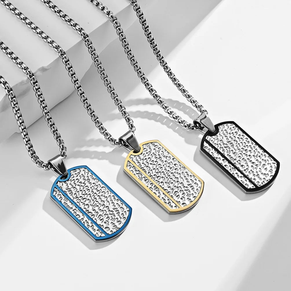 Personalized men's military army dog tag pendant necklace with 24 inches box chain Stainless Steel Men's pendants