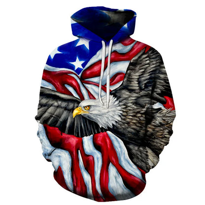 Newest USA Flag Hoodies Sweatshirt Men/Women Hooded 3D Print Eagle Autumn Winter Hoody Black Polluver Plus Size America Jacket