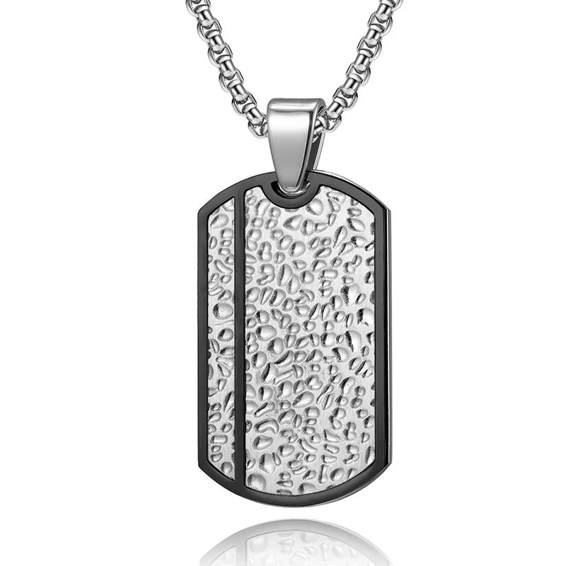 Personalized men's military army dog tag pendant necklace with 24 inches box chain Stainless Steel Men's pendants