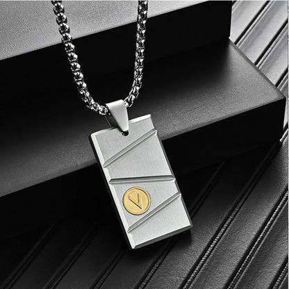 Personalized men's military army dog tag pendant necklace with 24 inches box chain Stainless Steel Men's pendants