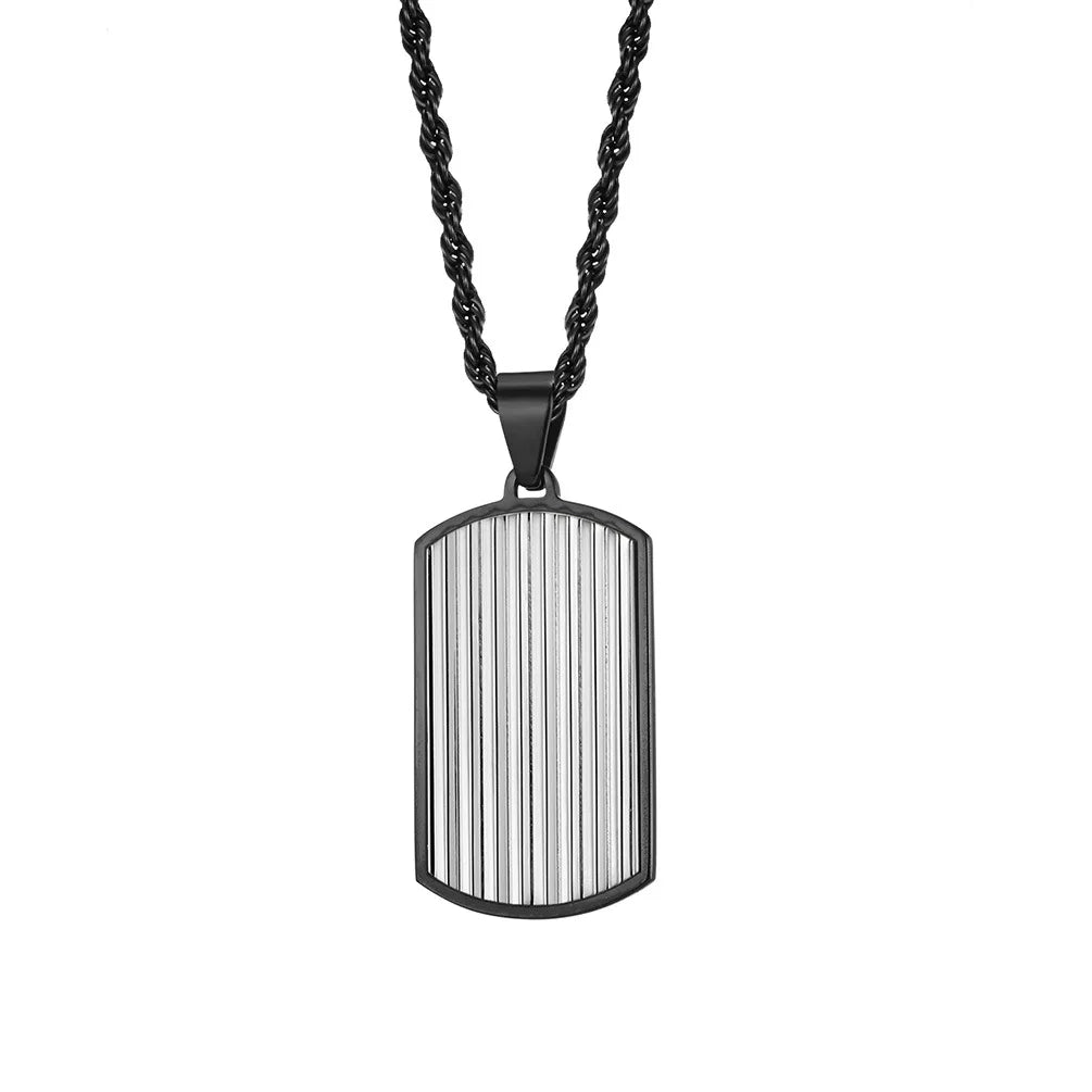 Personalized men's military army dog tag pendant necklace with 24 inches box chain Stainless Steel Men's pendants