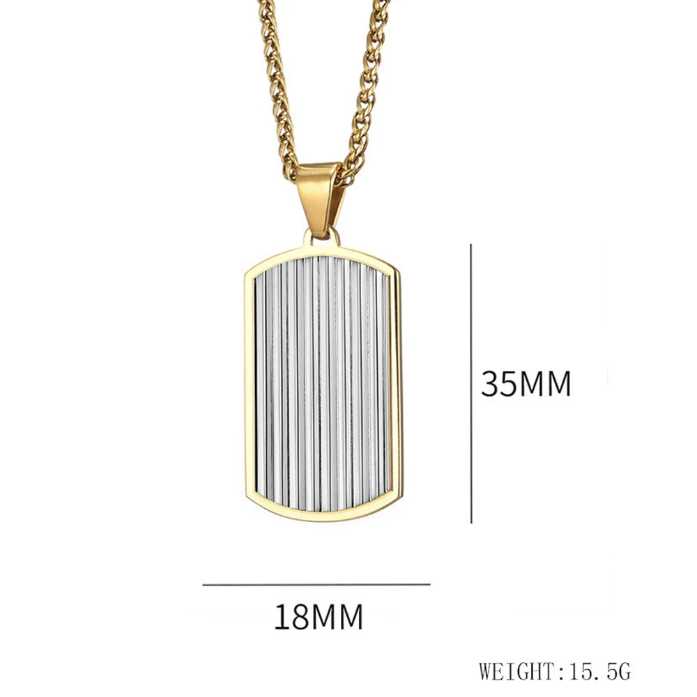 Personalized men's military army dog tag pendant necklace with 24 inches box chain Stainless Steel Men's pendants