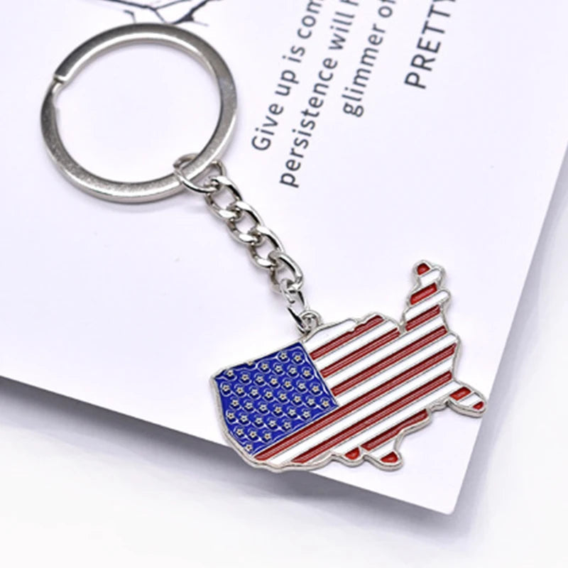 Decorative American Flag Keychains USA Flag Map Key Chains for Independence, Memorial, and Veterans Day Souvenir Gifts