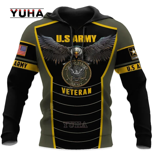 Men/Women US Army Eagle Marine Military Camo 3D Print  Suit Veteran Streetwear Pullover Jacket Oversized Hoodies