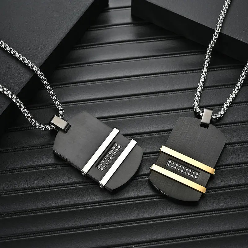 Personalized men's military army dog tag pendant necklace with 24 inches box chain Stainless Steel Men's pendants