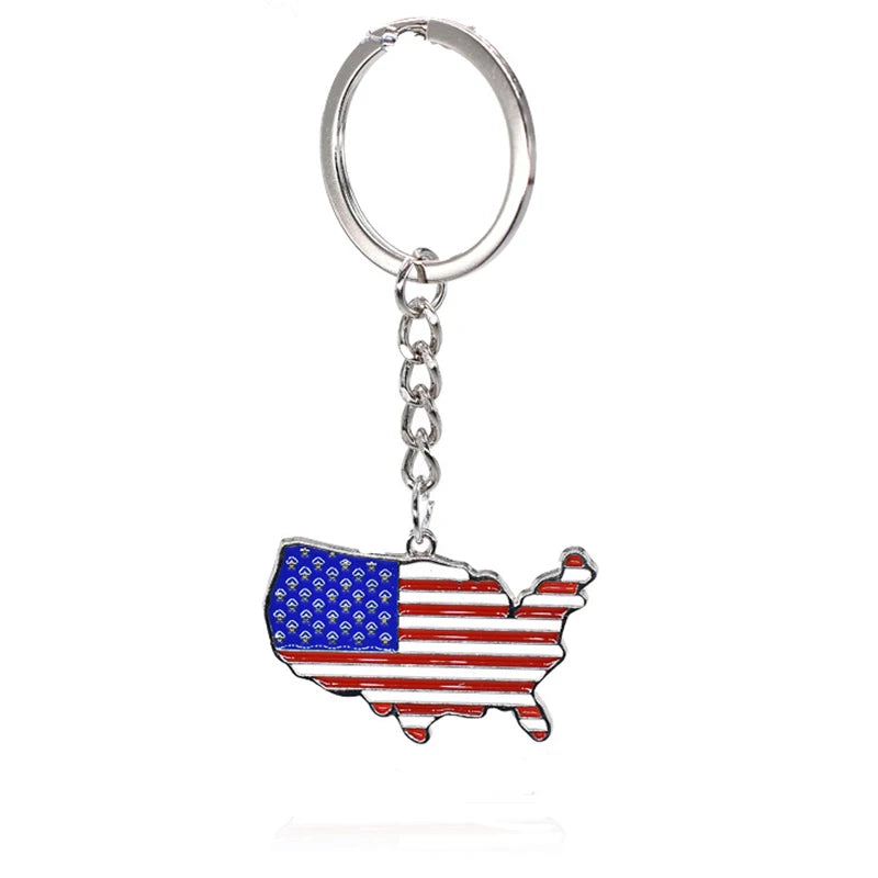 Decorative American Flag Keychains USA Flag Map Key Chains for Independence, Memorial, and Veterans Day Souvenir Gifts