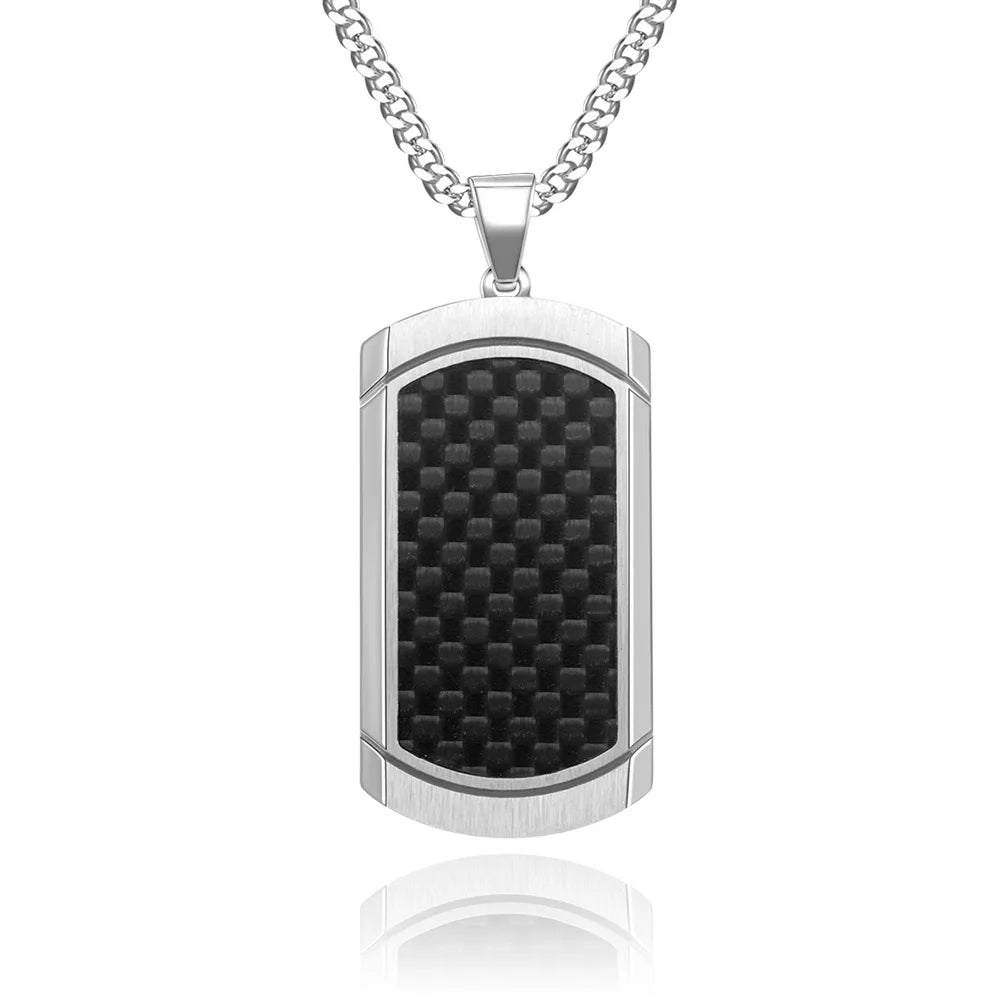 Personalized men's military army dog tag pendant necklace with 24 inches box chain Stainless Steel Men's pendants