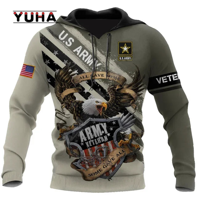 Men/Women US Army Eagle Marine Military Camo 3D Print  Suit Veteran Streetwear Pullover Jacket Oversized Hoodies