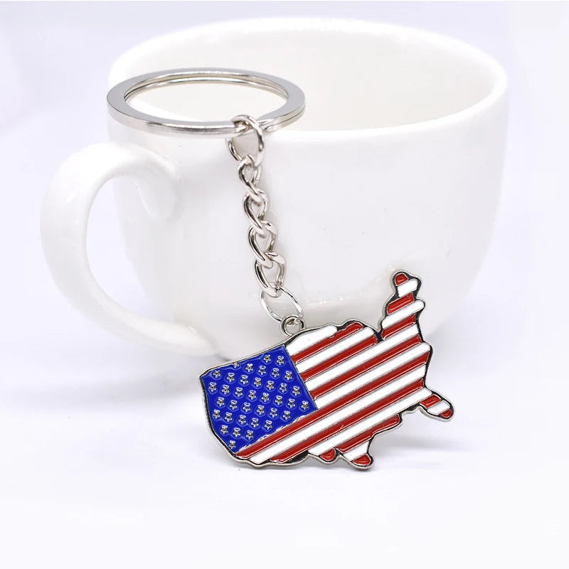 Decorative American Flag Keychains USA Flag Map Key Chains for Independence, Memorial, and Veterans Day Souvenir Gifts