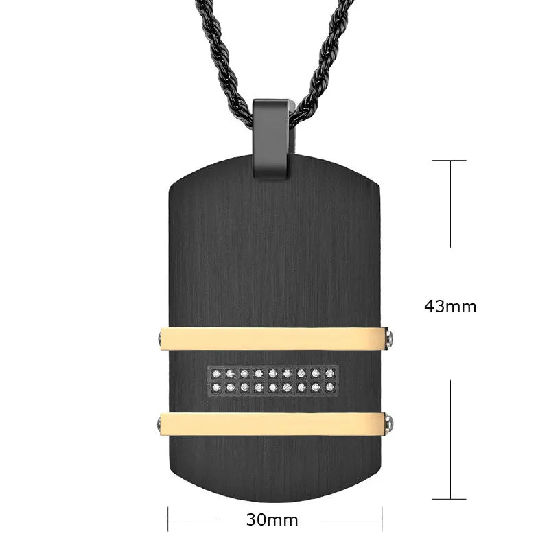 Personalized men's military army dog tag pendant necklace with 24 inches box chain Stainless Steel Men's pendants