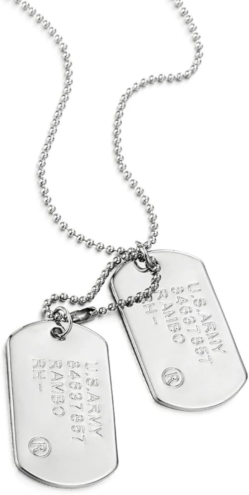 Classic 2Pcs Mens Military Army Dog Tag Pendant Necklace for Men Dad Husband with Bead Chain Christmas Birthday Jewelry Gifts