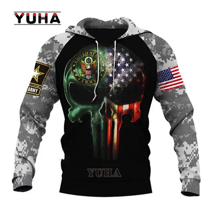 Men/Women US Army Eagle Marine Military Camo 3D Print  Suit Veteran Streetwear Pullover Jacket Oversized Hoodies