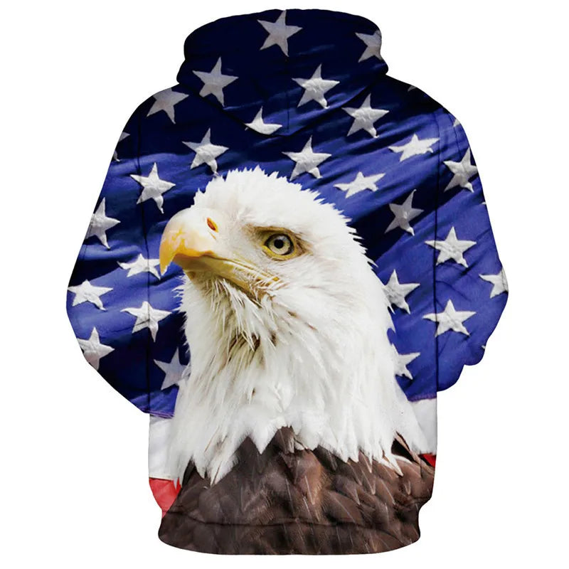 Newest USA Flag Hoodies Sweatshirt Men/Women Hooded 3D Print Eagle Autumn Winter Hoody Black Polluver Plus Size America Jacket