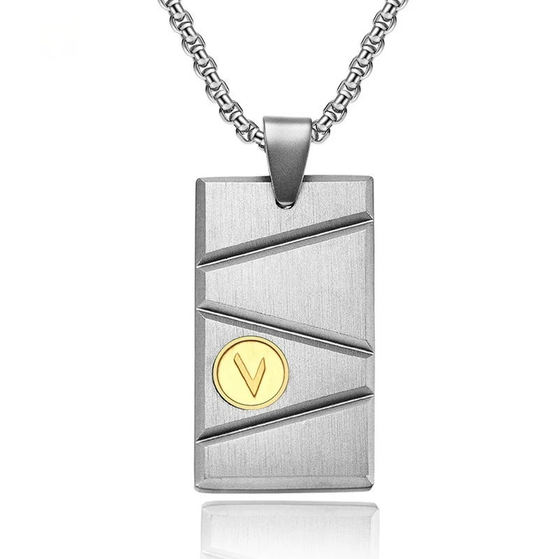 Personalized men's military army dog tag pendant necklace with 24 inches box chain Stainless Steel Men's pendants