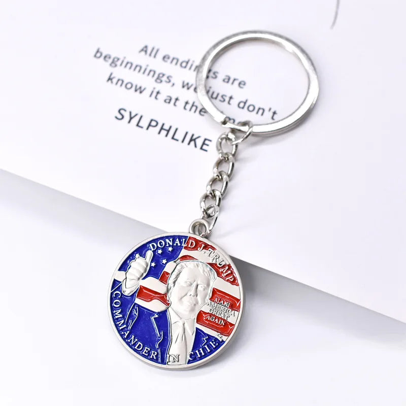 2024 US Election Trump key Chain English Letters Red White Blue Flag Key Chain Car Bag Pendant Friends Couple Boutique Gift