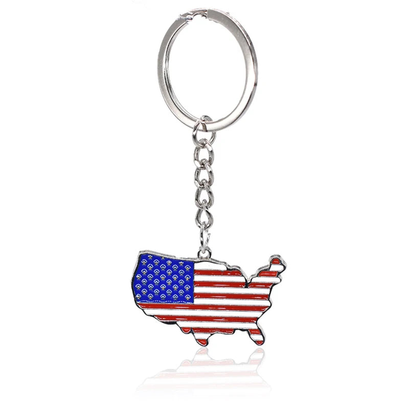 Decorative American Flag Keychains USA Flag Map Key Chains for Independence, Memorial, and Veterans Day Souvenir Gifts